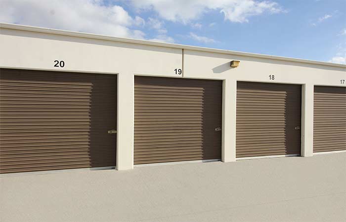 Large drive-up storage units with easy access.