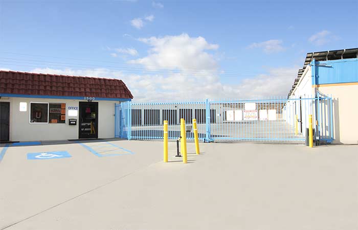 Electronic keypad entrance gate.